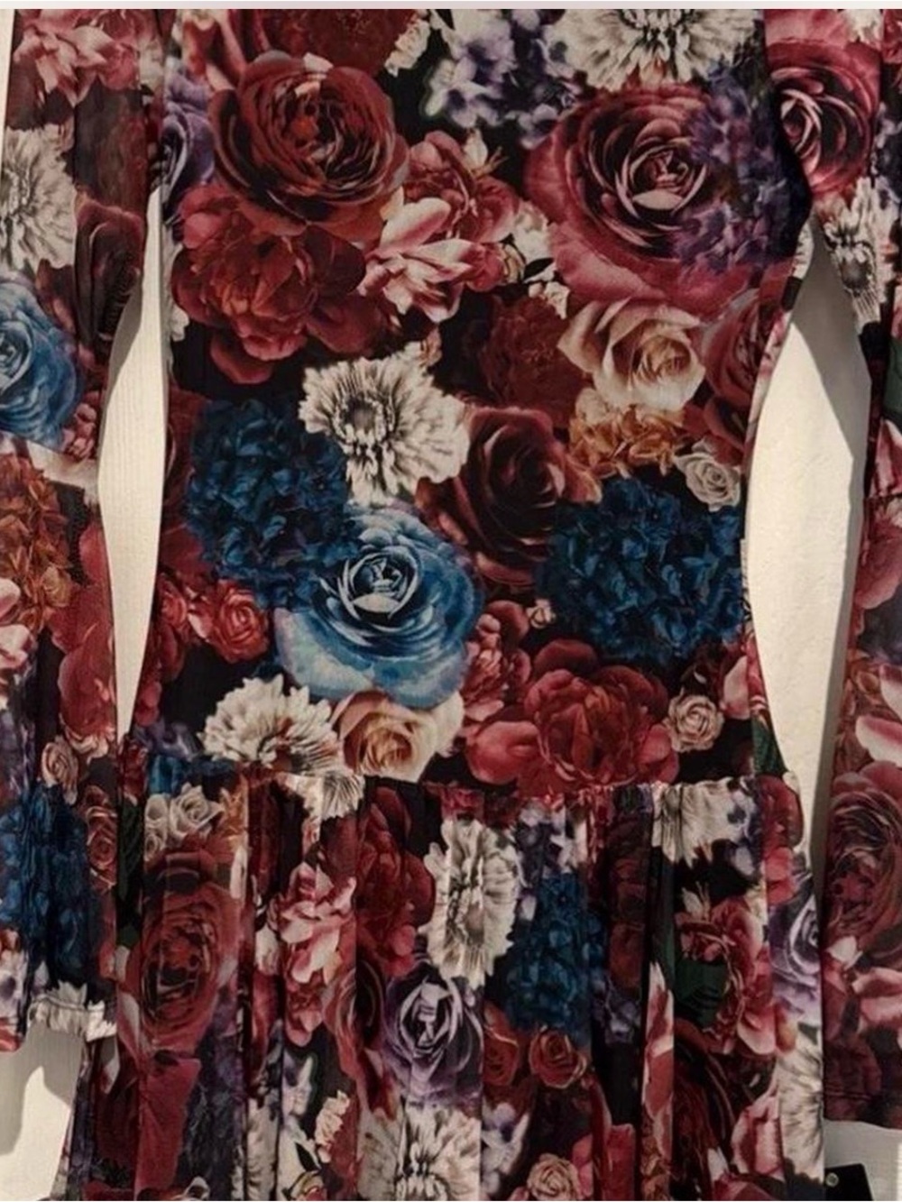 Floral Long-Sleeve Fit & Flare Dress in Multicolor